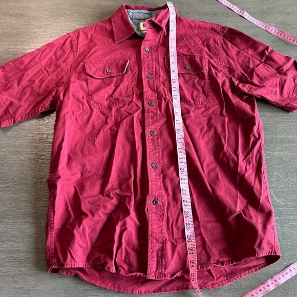 Wrangler Maroon Red Short Sleeve Button Down Shirt M - Picture 10 of 10
